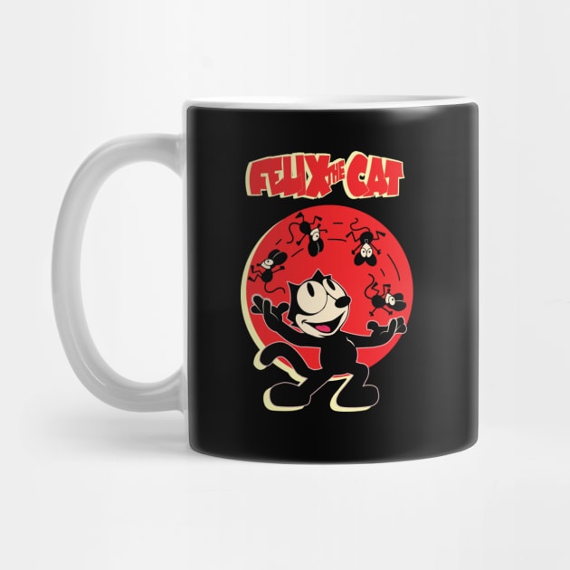 Felix the Cat Juggling Mice Felix Cat Cartoon Red Old School Retro Style by VogueTime